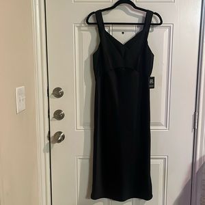 EXPRESS Satin V-Neck Midi Slip Dress